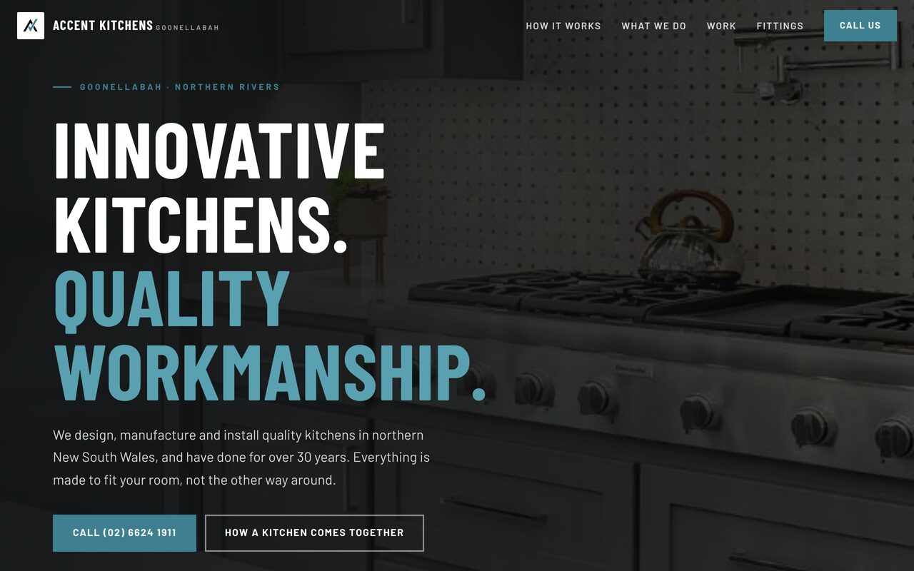Accent Kitchens website, desktop