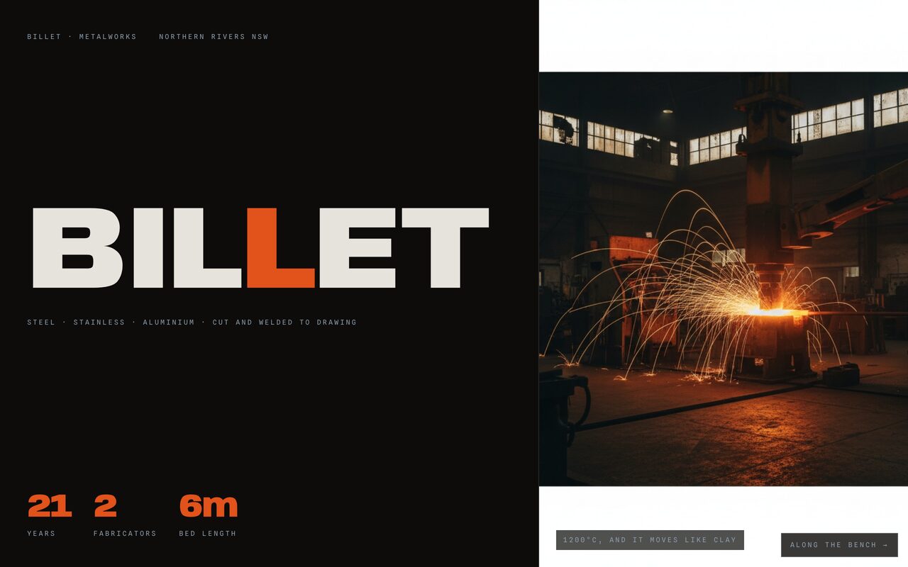 Billet website, desktop