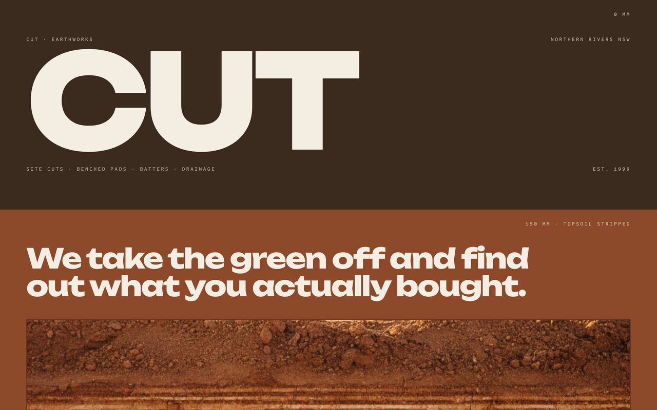 Cut website, desktop