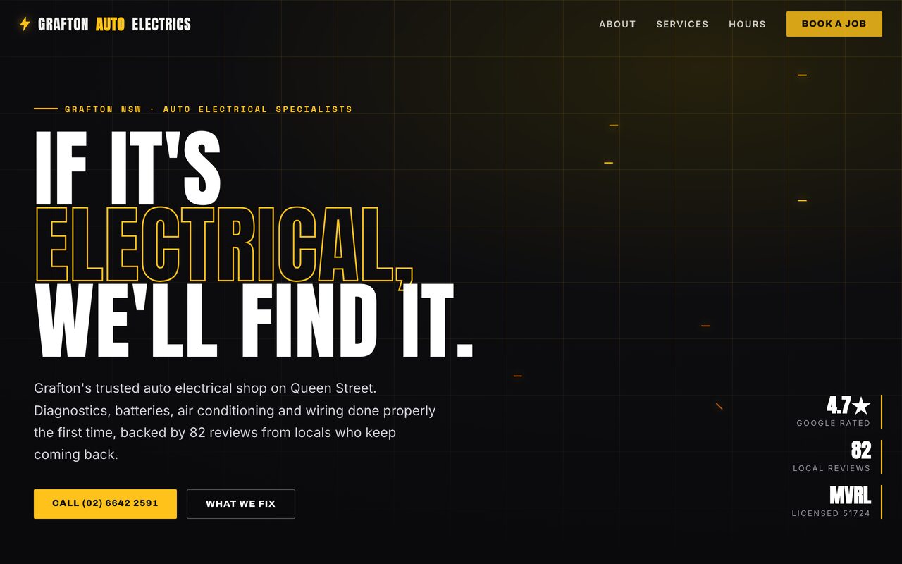 Grafton Auto Electrics website, desktop