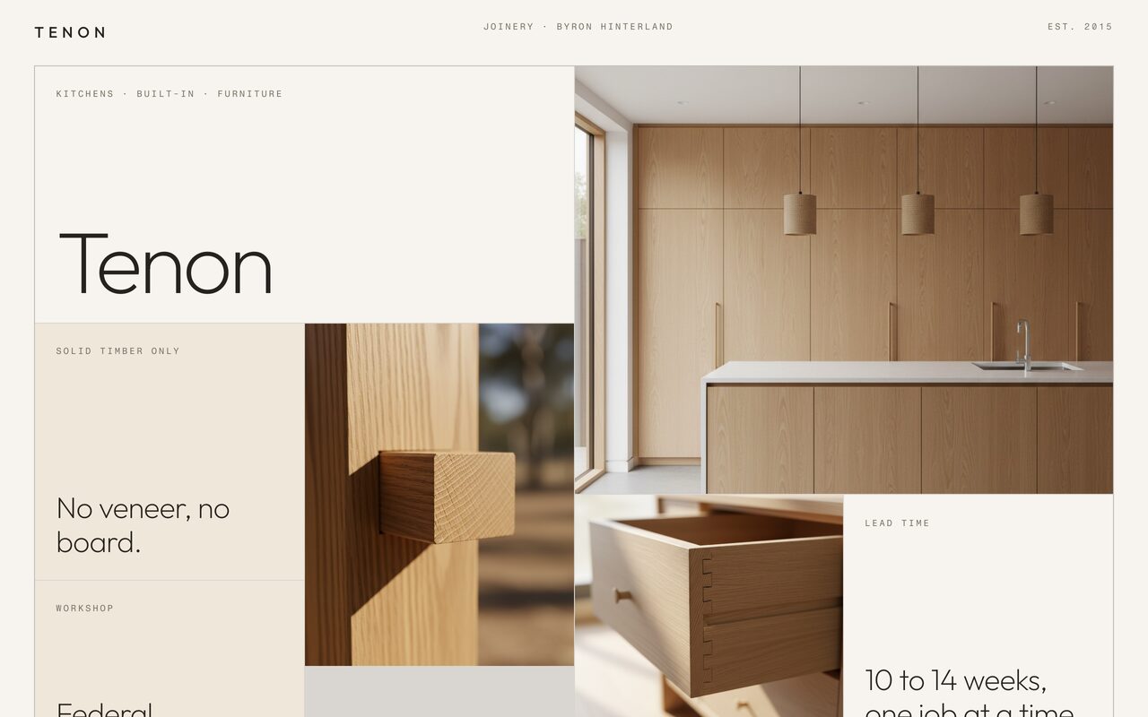 Tenon website, desktop