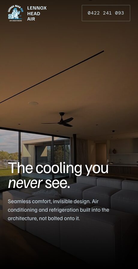 Lennox Head Air website on a phone